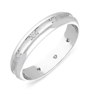 Platinum Diamond Satin Finish Concave Wedding Ring D
