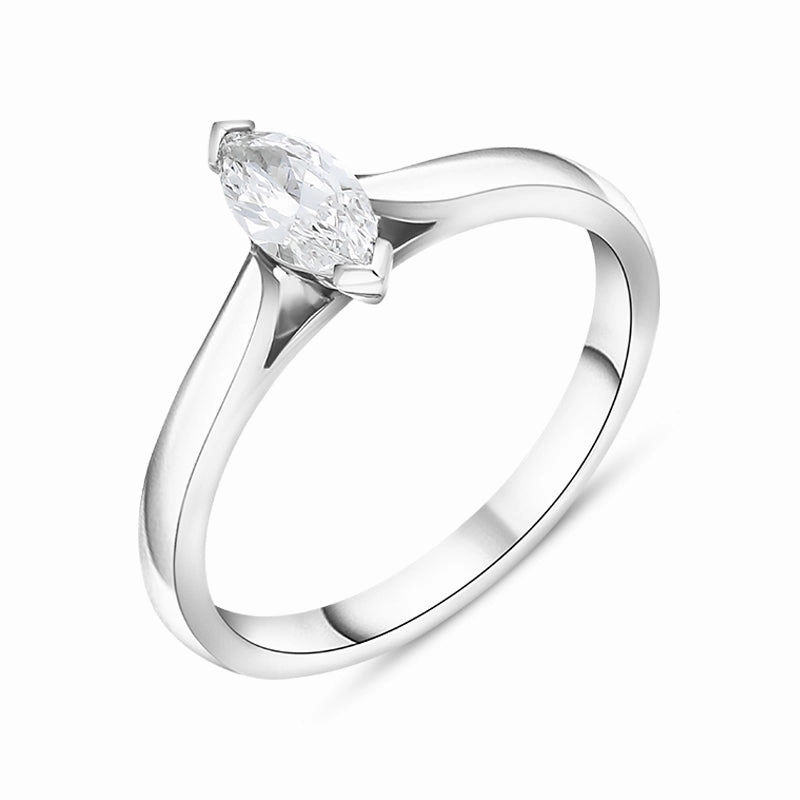 Platinum 0.33ct Diamond Marquise Cut Solitaire Ring
