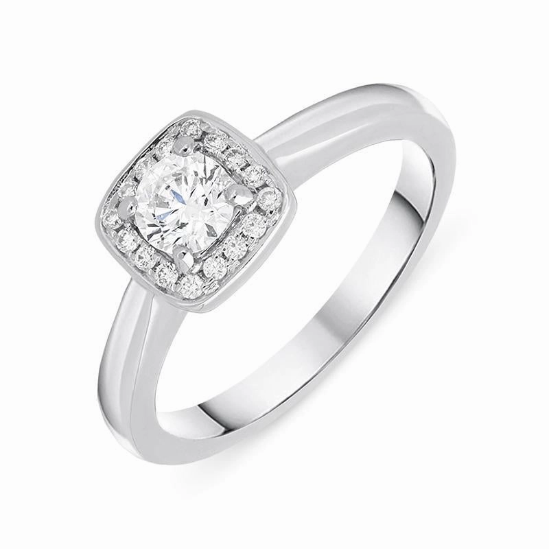 Platinum 0.38ct Diamond Brilliant Cut Cushion Halo Ring