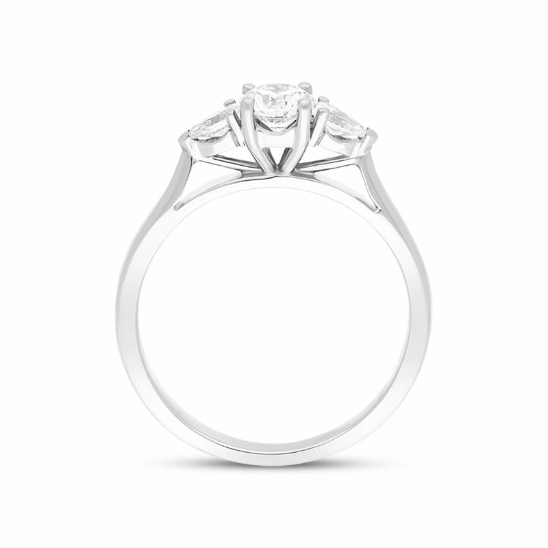 Platinum 0.46ct Diamond Round Brilliant and Pear Cut Three Stone Ring