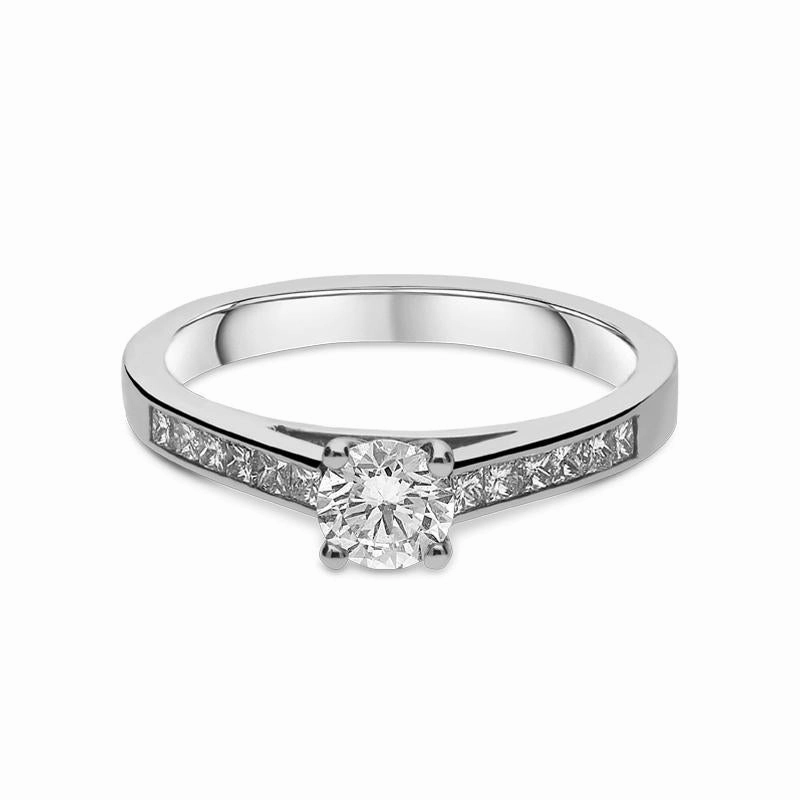 Platinum 0.70ct Diamond Princess Cut Channel Set Solitaire Ring