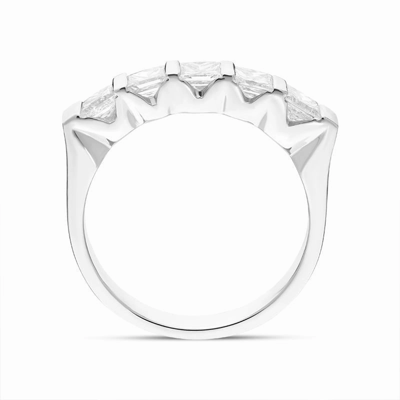 Platinum 1.15ct Diamond Five Stone Princess Cut Half Eternity Ring