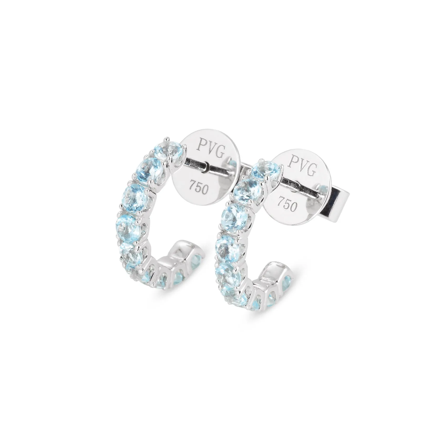 Ponte Vecchio Iris 18ct White Gold Sky Topaz Hoop Earrings