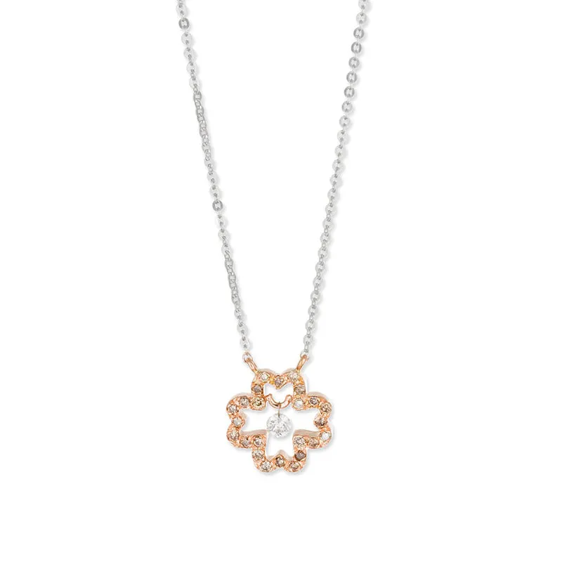 Ponte Vecchio Vega 18ct Rose Gold 0.18ct Diamond Flower Necklace
