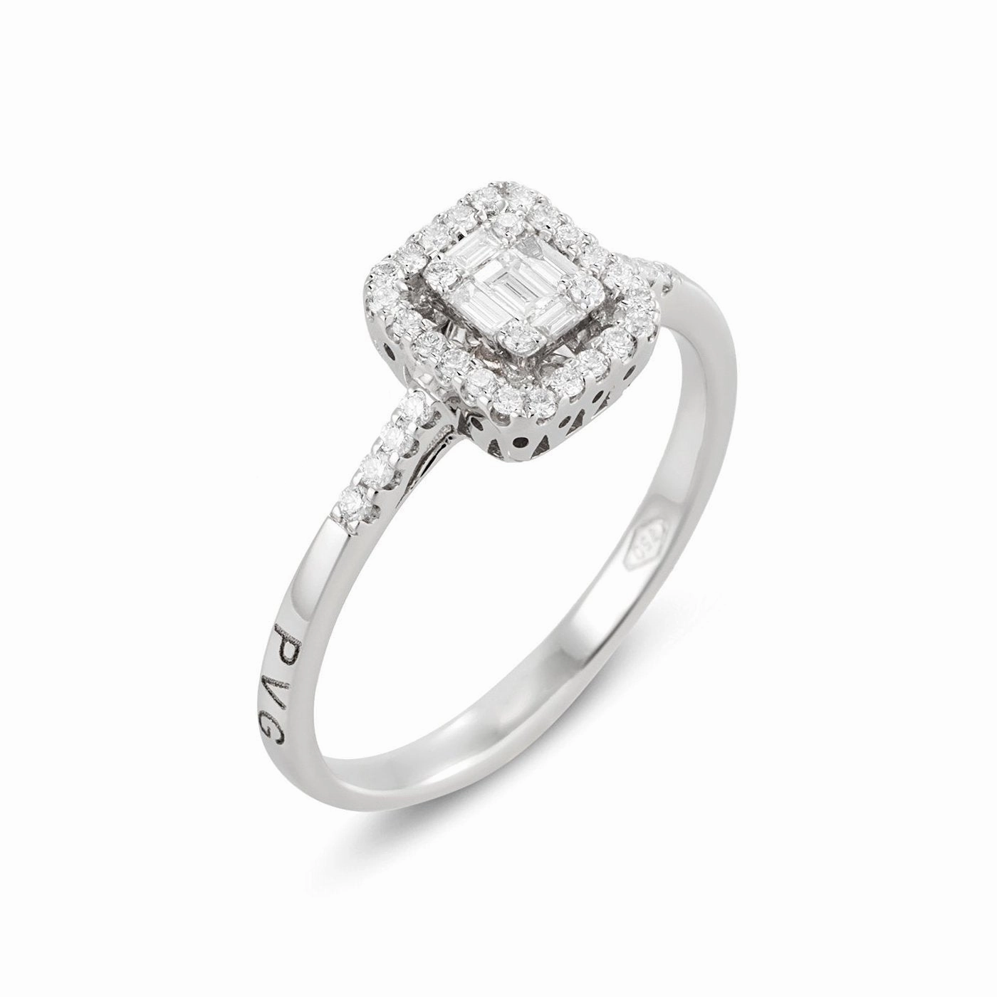 Ponte Vecchio Benvenuto 18ct White Gold 0.33ct Diamond Baguette Cluster Ring