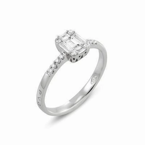 Ponte Vecchio Benvenuto 18ct White Gold 0.41ct Diamond Baguette Cluster Ring