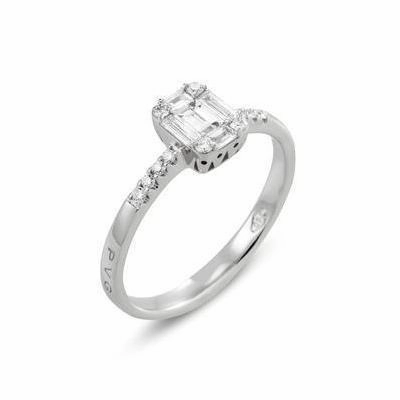 Ponte Vecchio Benvenuto 18ct White Gold 0.41ct Diamond Baguette Cluster Ring