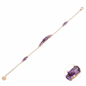 Ponte Vecchio Iris 18ct Rose Gold 2.88ct Amethyst Diamond Chain Bracelet