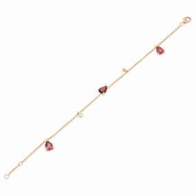 Ponte Vecchio Iris 18ct Rose Gold Garnet Tourmaline Diamond Chain Bracelet
