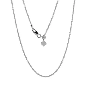 Rhodium Plated 925 Sterling Silver Adjustable Link Slider Chain with Hanging Heart - DIN00087RH