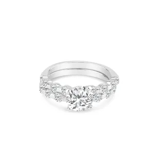 Rhodium Plated 925 Sterling Silver Clear Round Center CZ Bridal Ring Set - BGR00219
