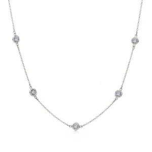 Rhodium Plated 925 Sterling Silver CZ By Yard Chain Necklace - STP00863
