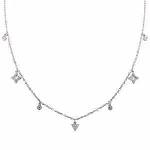 Rhodium Plated 925 Sterling Silver CZ Charm Necklace - BGP01344