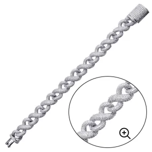 Rhodium Plated 925 Sterling Silver CZ Encrusted Miami Cuban Link Bracelet 13.8mm - GMB00092