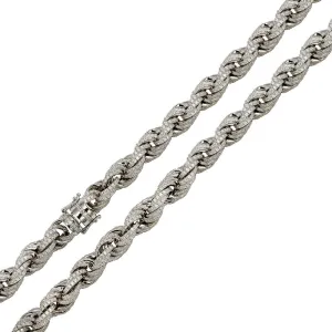 Rhodium Plated 925 Sterling Silver CZ Encrusted Rope Chains or Bracelet 9.7mm - CHCZ100 RH