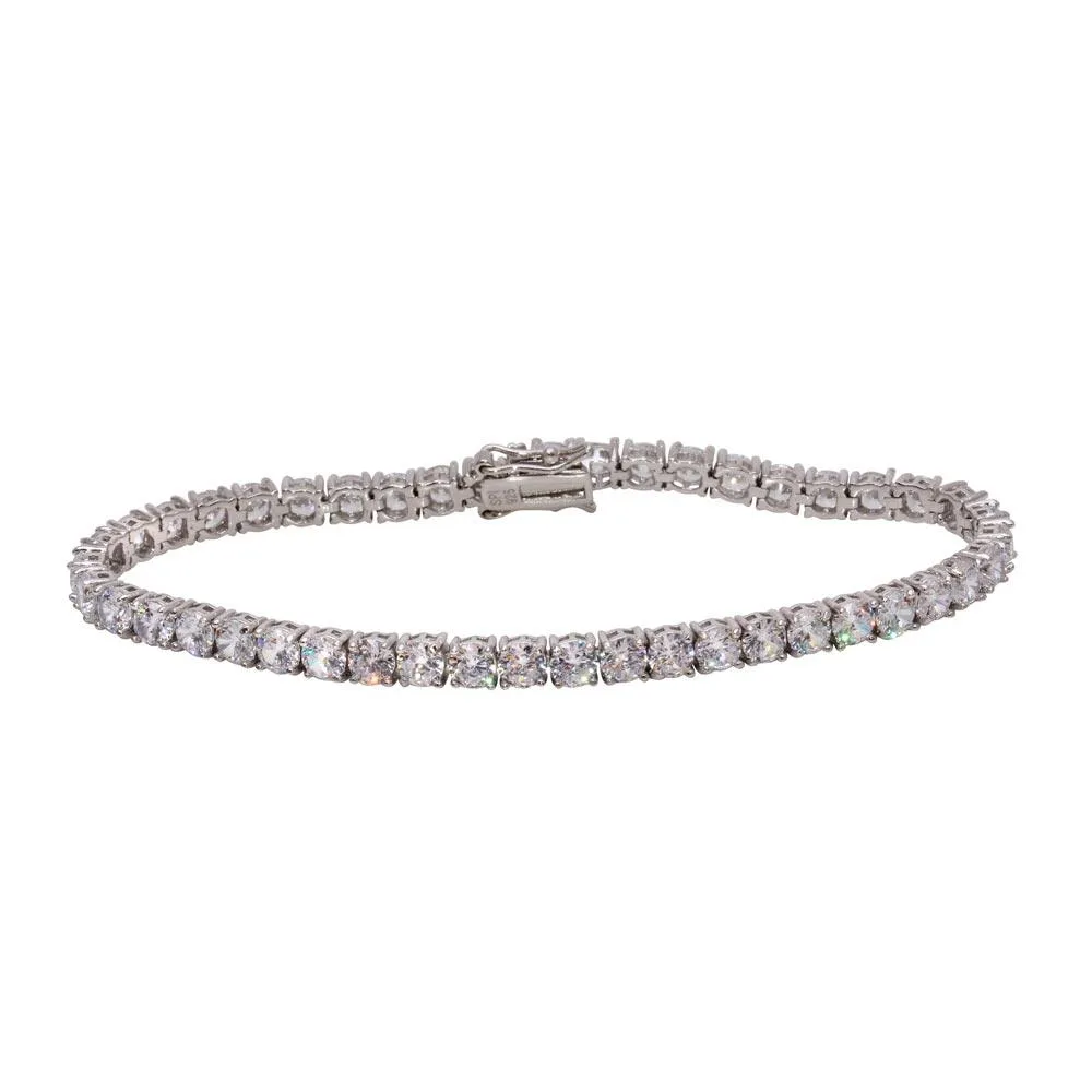 Rhodium Plated 925 Sterling Silver CZ Tennis Bracelet - STB00565