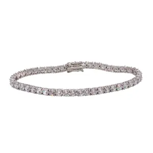 Rhodium Plated 925 Sterling Silver CZ Tennis Bracelet - STB00565