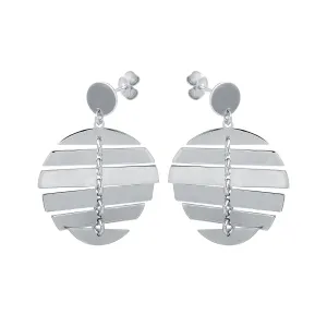 Rhodium Plated 925 Sterling Silver Dangling Flexible Disc Earrings - SOE00029