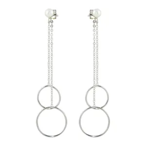 Rhodium Plated 925 Sterling Silver Dangling Front and Back Dangling Earrings - STE01096