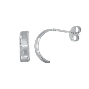 Rhodium Plated 925 Sterling Silver DC Border Semi Hoop Earrings - ECE00053RH