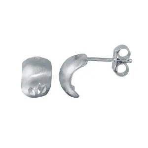 Rhodium Plated 925 Sterling Silver DC huggie hoop Semi Hoop Earrings - ECE00055RH
