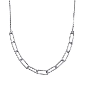 Rhodium Plated 925 Sterling Silver Diamond Cut Link Chain Necklace - ITN00135-RH