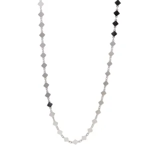 Rhodium Plated 925 Sterling Silver Diamond Square Choker Necklace - ECN00026RH