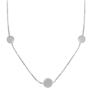 Rhodium Plated 925 Sterling Silver Disc Chain Bead Necklace - ECN00067RH