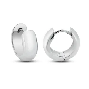 Rhodium Plated 925 Sterling Silver Dome Huggie Hoop Earrings - GME00140
