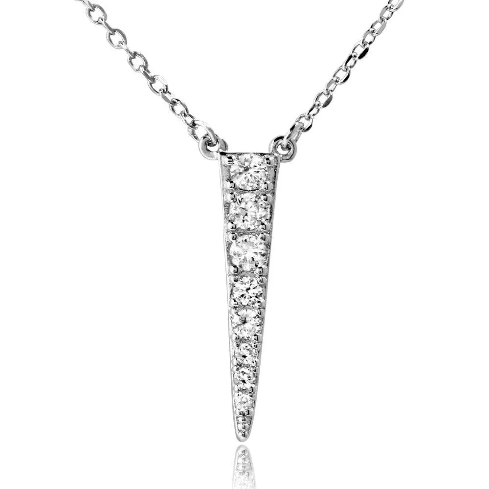 Rhodium Plated 925 Sterling Silver Dropped Ice Pick Necklace - BGP01182