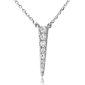 Rhodium Plated 925 Sterling Silver Dropped Ice Pick Necklace - BGP01182