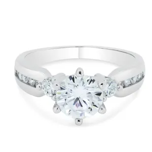Rhodium Plated 925 Sterling Silver Engagement Moissanite Ring - MGMR00002