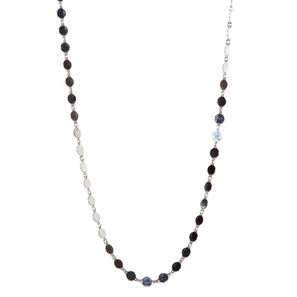 Rhodium Plated 925 Sterling Silver Flat Circle Necklace - ECN00024RH