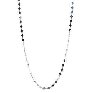 Rhodium Plated 925 Sterling Silver Flat Diamond Square Necklace - ECN00025RH