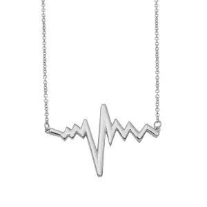 Rhodium Plated 925 Sterling Silver Heartbeat Necklace - GMN00026