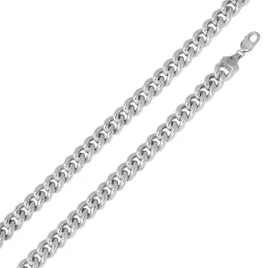 Rhodium Plated 925 Sterling Silver Hollow Curb Chain or Bracelet 14.5mm - CHHW117 RH