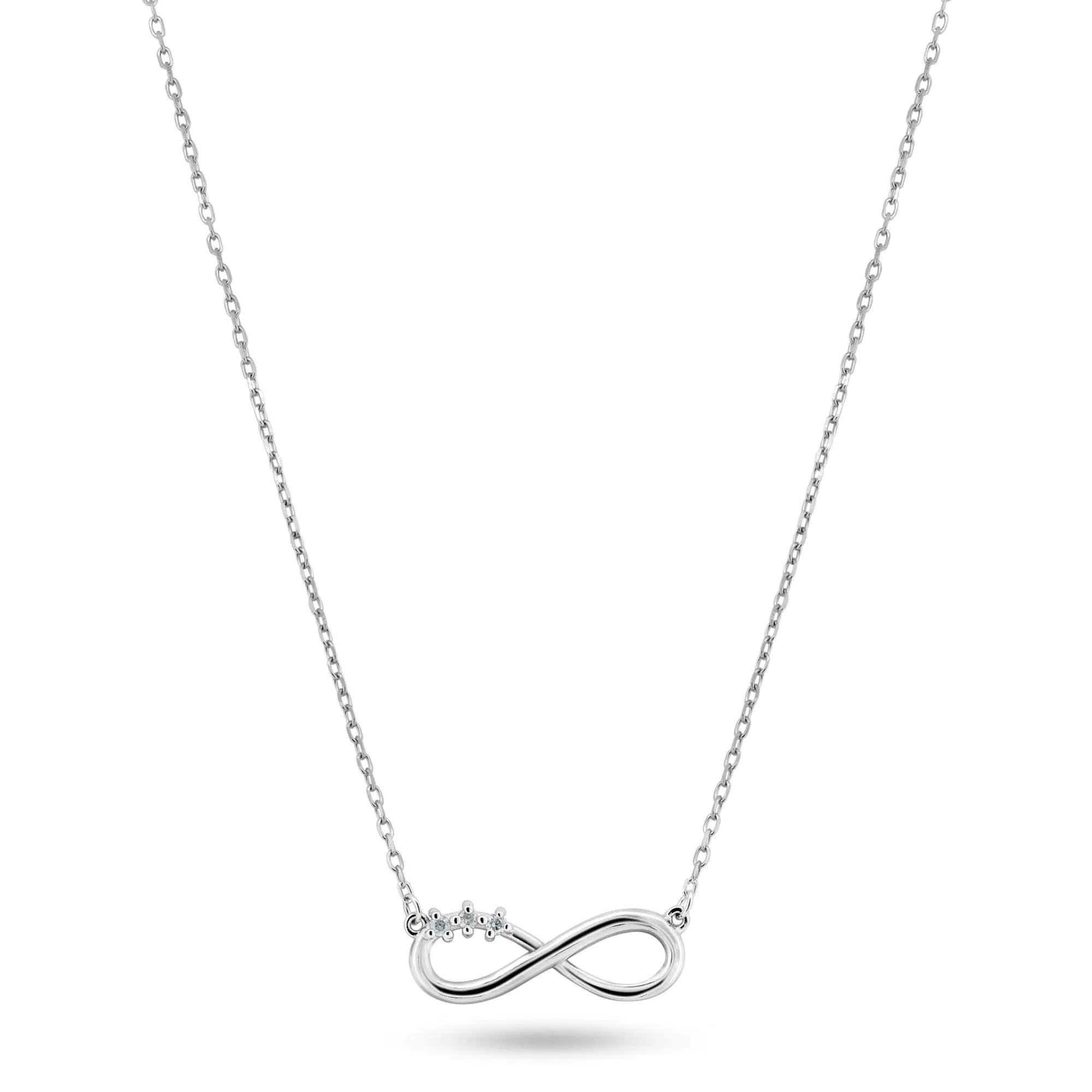 Rhodium Plated 925 Sterling Silver Infinity Design Diamond Necklaces - BGP01474