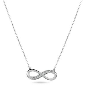 Rhodium Plated 925 Sterling Silver Infinity Design Diamond Necklaces - BGP01475