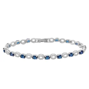 Rhodium Plated 925 Sterling Silver Interval Blue CZ Stones Tennis Bracelet - GMB00024-APP