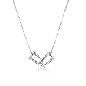 Rhodium Plated 925 Sterling Silver Locking Design Necklace - BGP01485