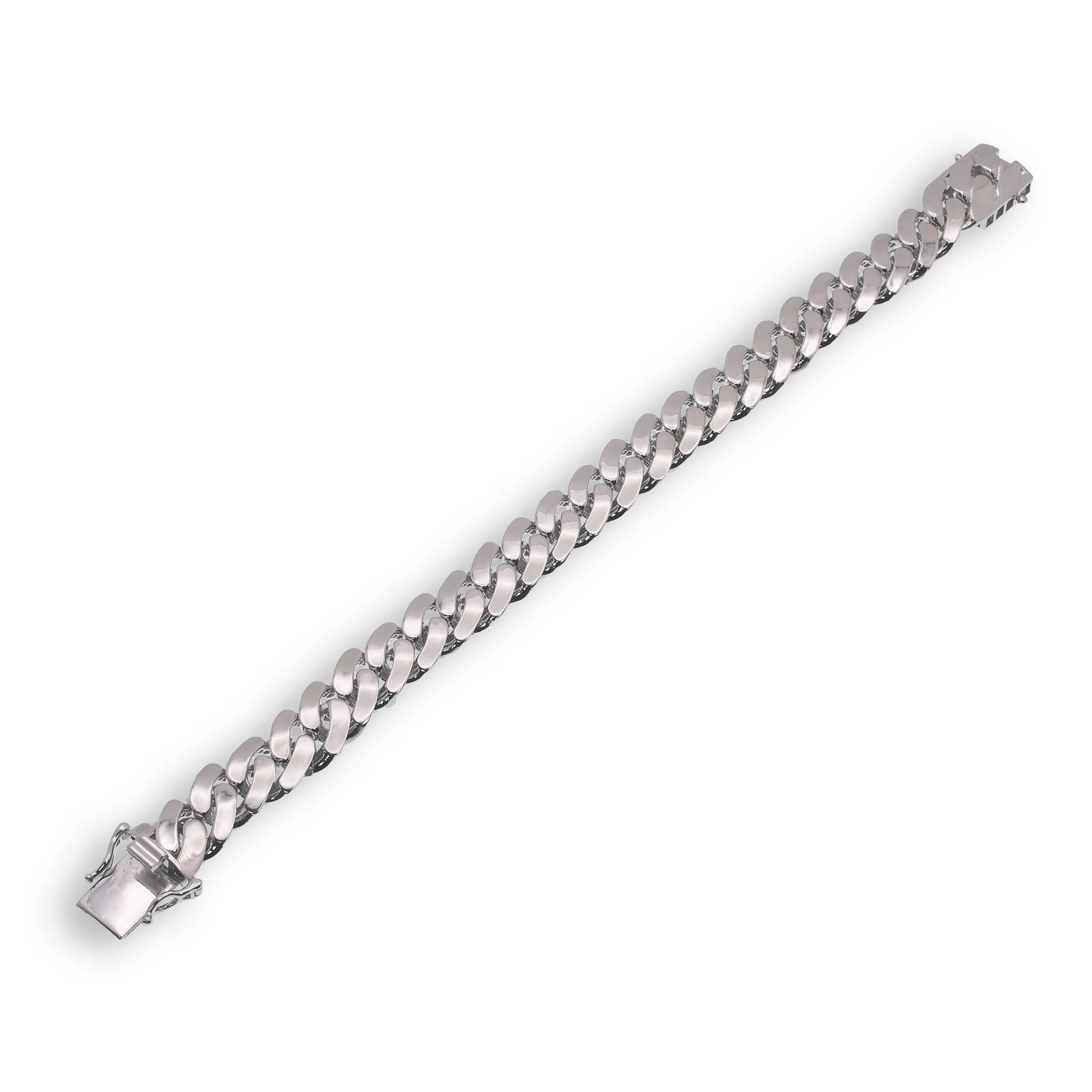 Rhodium Plated 925 Sterling Silver Miami Cuban Hollow Link Bracelet 10.5mm - GMB00083