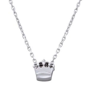 Rhodium Plated 925 Sterling Silver Mini Crown Pedant Necklace - JCP00003RH