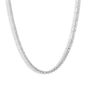 Rhodium Plated 925 Sterling Silver Moissanite Stone 4mm Tennis Necklace or Bracelet - MSLN00002 | MSLB00003