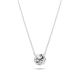 Rhodium Plated 925 Sterling Silver Moissanite Stone Solitaire Necklace - MGMN00015