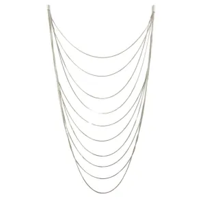 Rhodium Plated 925 Sterling Silver Multiple Chain Necklace - ECN00031RH