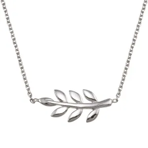 Rhodium Plated 925 Sterling Silver Olive Branch Necklace - SOP00168