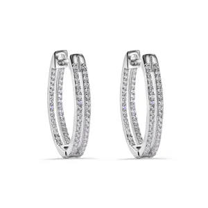 Rhodium Plated 925 Sterling Silver Pave Double Clear CZ Hoop Earring - STE01387