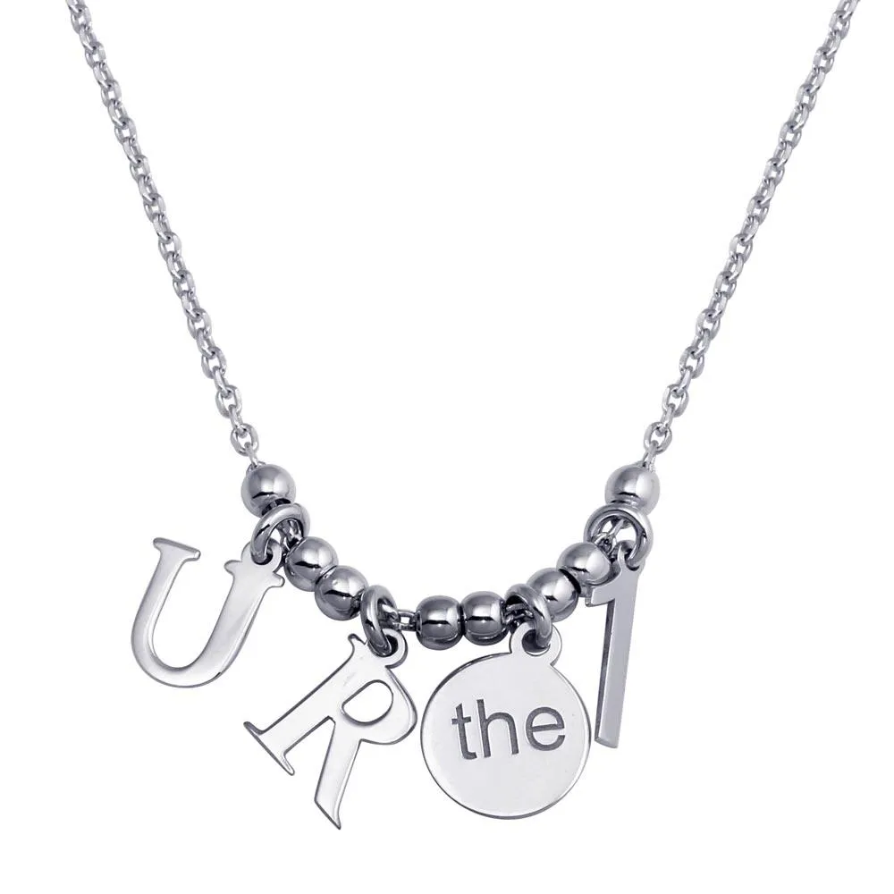 Rhodium Plated 925 Sterling Silver "RU the  1 Charm Necklace - SOP00111
