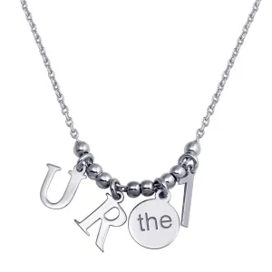 Rhodium Plated 925 Sterling Silver "RU the  1 Charm Necklace - SOP00111