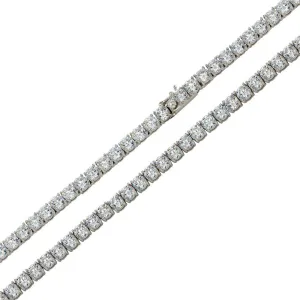 Rhodium Plated 925 Sterling Silver Round CZ Tennis Necklace and Bracelet 4mm - STP01676
